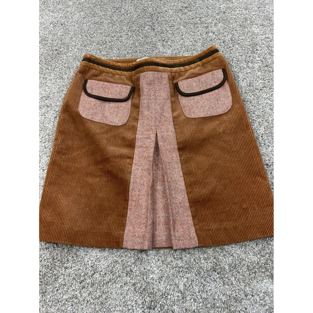 Ann Taylor Loft Petites Brown Corduroy Tweed A-Line Skirt 8P 8 Petites #0576